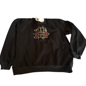 Elegant Black Embroidered Women's Sweatshirt
